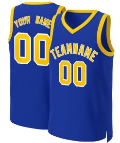 Custom Royal Yellow-White Classic Tops Basketball Jersey