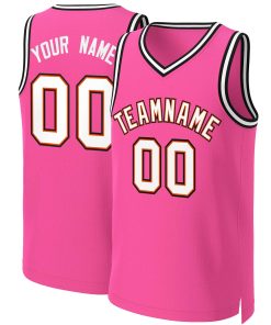 Custom Pink White-Orange Classic Tops Basketball Jersey