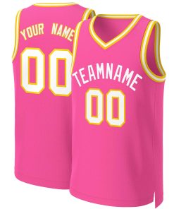 Custom Pink White Classic Tops Basketball Jersey