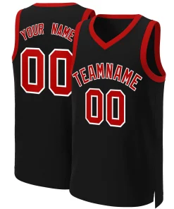 Custom Black Red-White Classic Tops Basketball Jersey