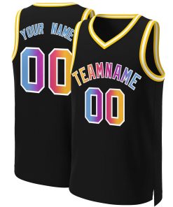 Custom Black Yellow-White Classic Gradient Fashion Tops Basketball Jersey