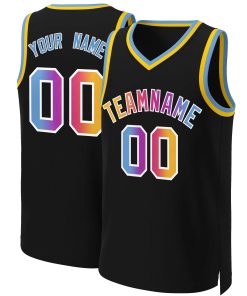 Custom Black Yellow-White Classic Gradient Fashion Tops Basketball Jersey