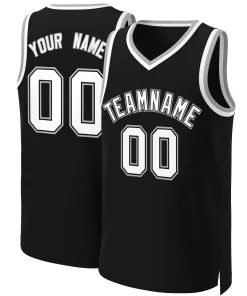 Custom Black White-Black Classic Tops Basketball Jersey