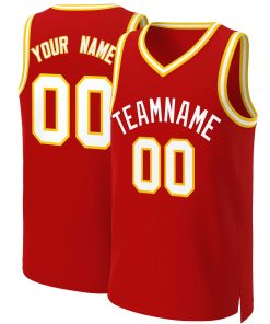 Custom Red White Classic Tops Basketball Jersey