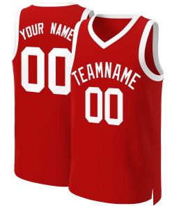 Custom Red White Classic Tops Basketball Jersey