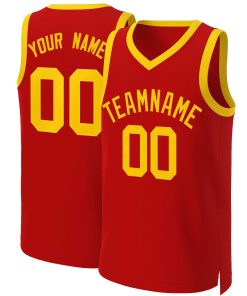 Custom Red Yellow Classic Tops Basketball Jersey