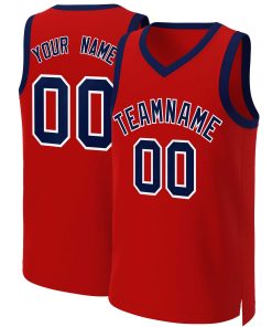 Custom Red Navy-White Classic Tops Basketball Jersey
