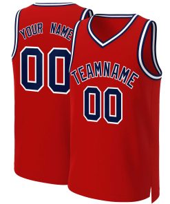 Custom Red Navy-White Classic Tops Basketball Jersey