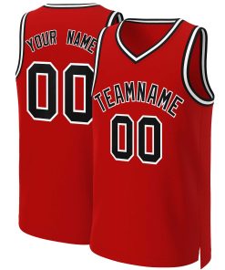 Custom Red Black-White Classic Tops Basketball Jersey