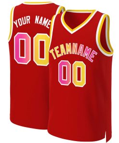 Custom Red Yellow-White Classic Gradient Fashion Tops Basketball Jersey