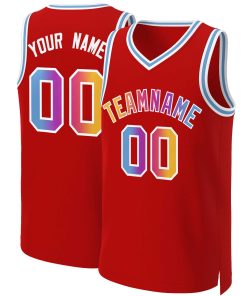 Custom Red Yellow-White Classic Gradient Fashion Tops Basketball Jersey