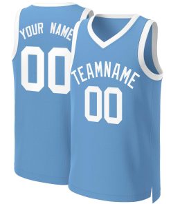 Custom Light Blue White Classic Tops Basketball Jersey