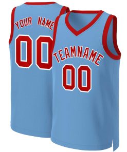Custom Light Blue Red-White Classic Tops Basketball Jersey