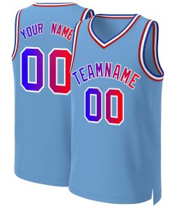Custom Light Blue Blue-White Classic Gradient Fashion Tops Basketball Jersey