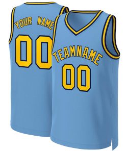 Custom Light Blue Yellow-Navy Classic Tops Basketball Jersey