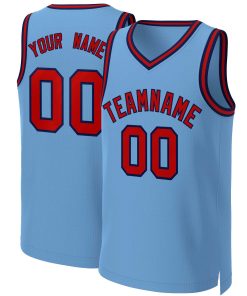 Custom Light Blue Red-Navy Classic Tops Basketball Jersey