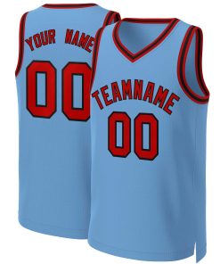 Custom Light Blue Red-Black Classic Tops Basketball Jersey