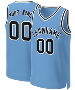 Custom Light Blue Black-White Classic Tops Basketball Jersey