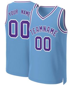 Custom Light Blue Purple-White Classic Tops Basketball Jersey