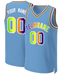 Custom Light Blue Purple-White Classic Gradient Fashion Tops Basketball Jersey