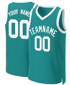 Custom Teal White Classic Tops Basketball Jersey