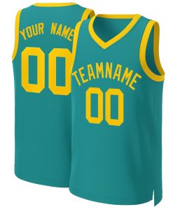 Custom Teal Yellow Classic Tops Basketball Jersey