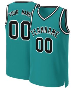 Custom Teal Black-White Classic Tops Basketball Jersey