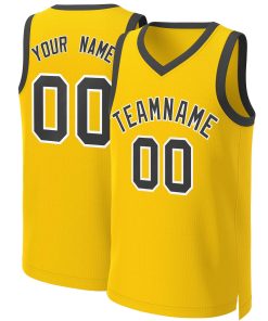 Custom Yellow Black-White Classic Tops Basketball Jersey