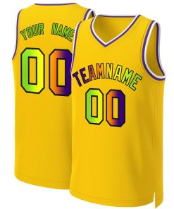 Custom Yellow Purple-Black Classic Gradient Fashion Tops Basketball Jersey