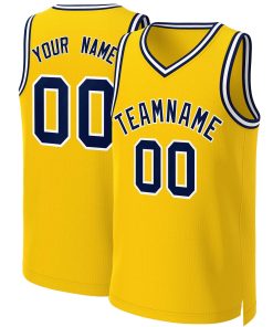 Custom Yellow Navy-White Classic Tops Basketball Jersey