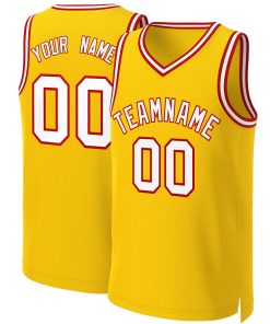 Custom Yellow White-Red Classic Tops Basketball Jersey