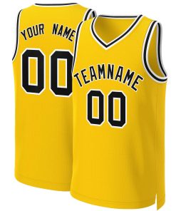 Custom Yellow Black-White Classic Tops Basketball Jersey