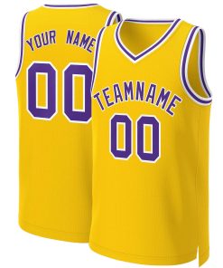 Custom Yellow Purple-White Classic Tops Basketball Jersey