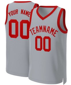Custom Gray Red Classic Tops Basketball Jersey