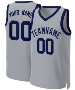Custom Gray Navy Classic Tops Basketball Jersey