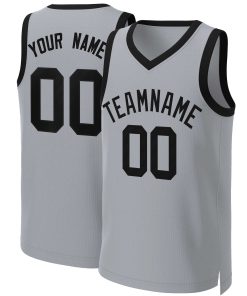 Custom Gray Black Classic Tops Basketball Jersey