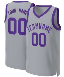 Custom Gray Purple Classic Tops Basketball Jersey