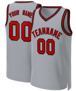 Custom Gray Red-Black Classic Tops Basketball Jersey