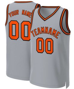 Custom Gray Orange-Black Classic Tops Basketball Jersey
