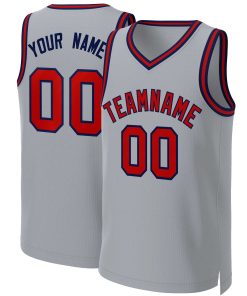 Custom Gray Red-Navy Classic Tops Basketball Jersey