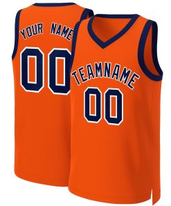Custom Orange Navy-White Classic Tops Basketball Jersey