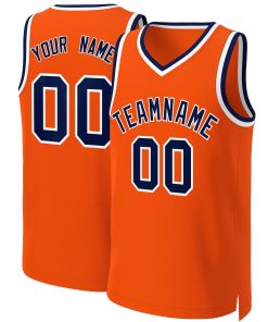 Custom Orange Navy-White Classic Tops Basketball Jersey