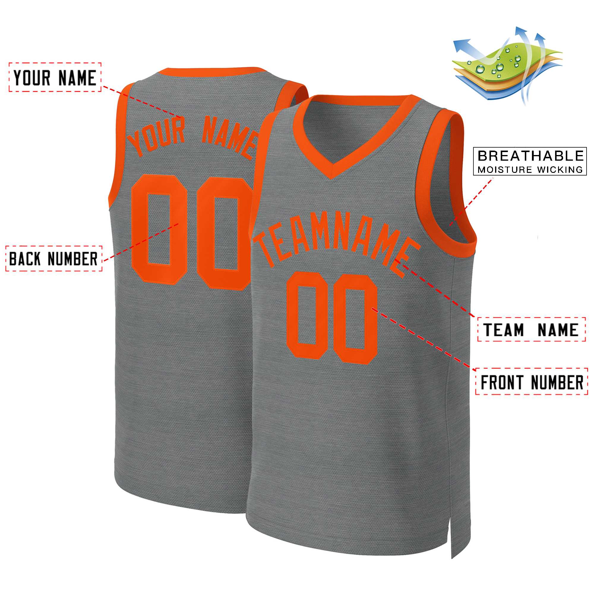 Custom Dark Gray Orange Classic Tops Basketball Jersey - Image 2