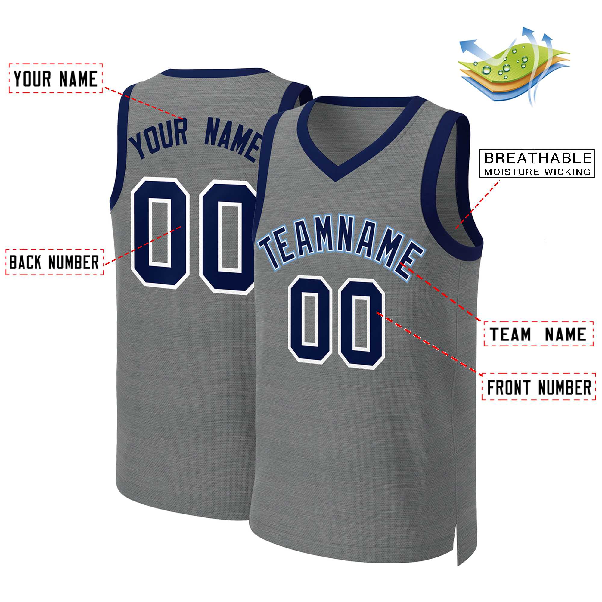 Custom Dark Gray Navy-White Classic Tops Basketball Jersey - Image 2