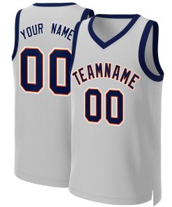 Custom Gray Navy-Orange Classic Tops Basketball Jersey