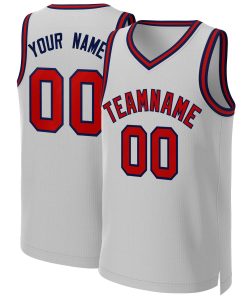 Custom Gray Red-Navy Classic Tops Basketball Jersey