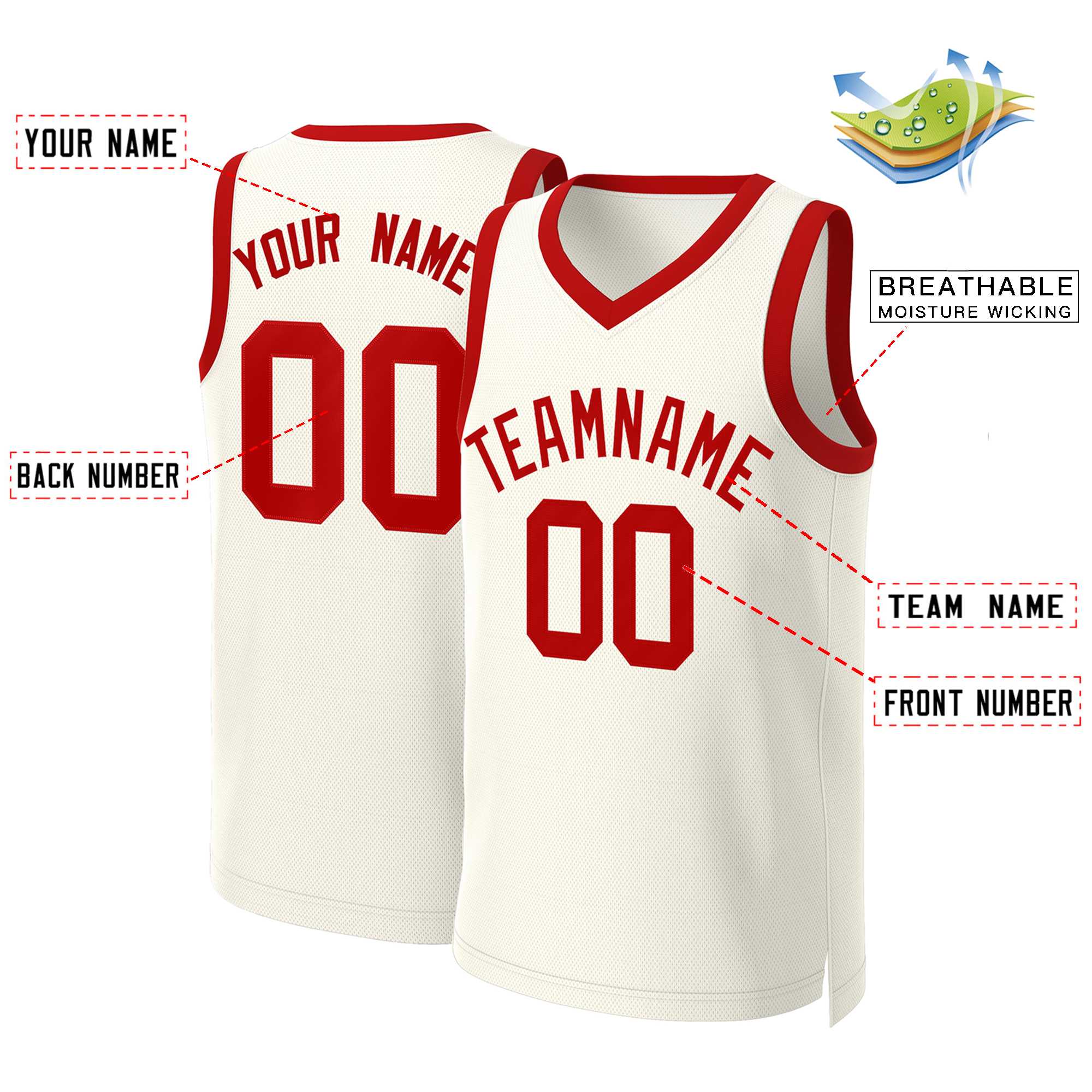 Custom Khaki Red Classic Tops Basketball Jersey - Image 2