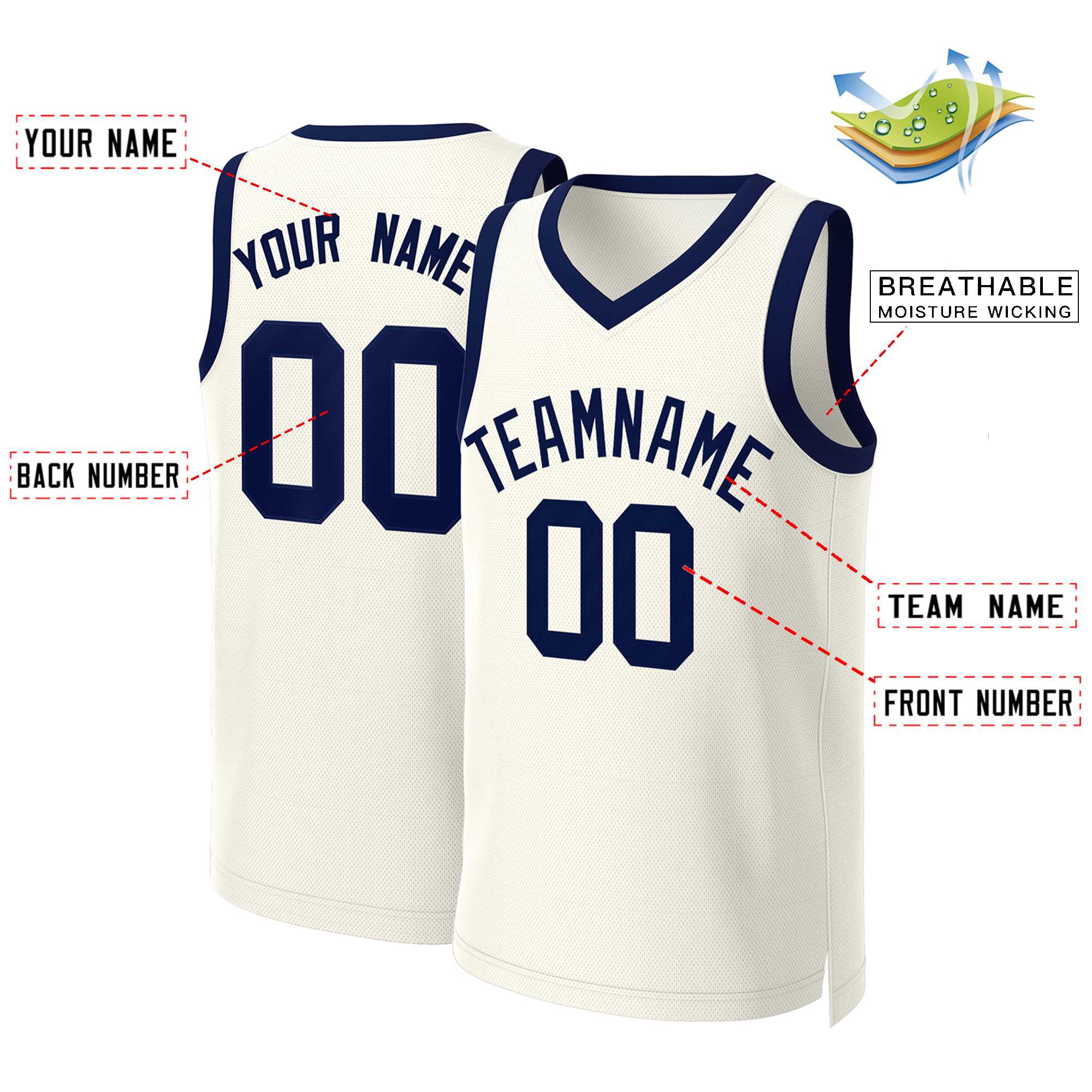 Custom Khaki Navy Classic Tops Basketball Jersey - Image 2