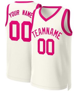 Custom Khaki Pink Classic Tops Basketball Jersey