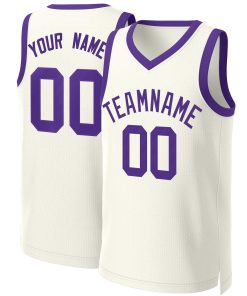 Custom Khaki Purple Classic Tops Basketball Jersey